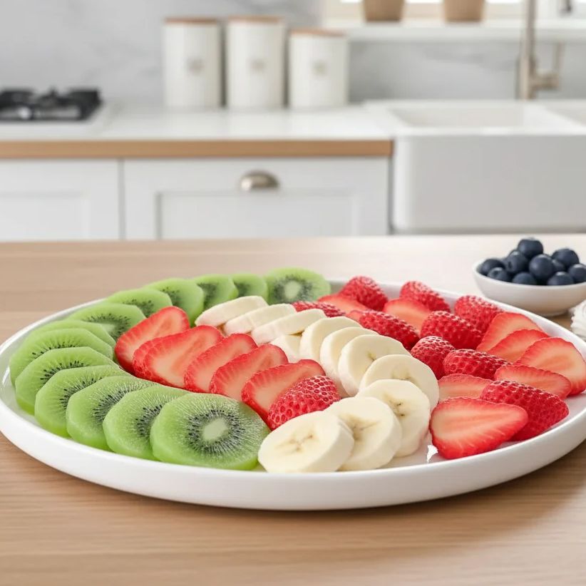 Photography Food - Fette di frutta simulate (fragola, banana,