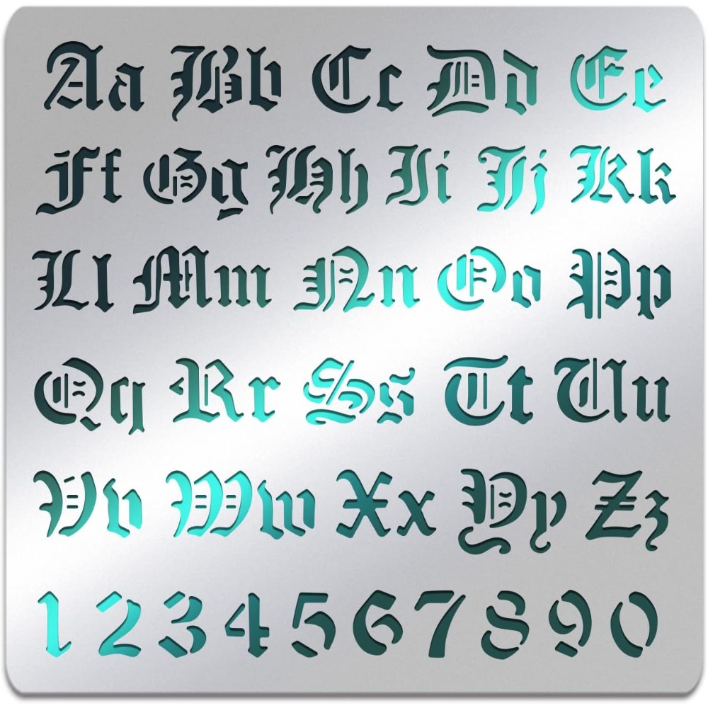 Photography Font - Stencil per lettere in metallo opaco