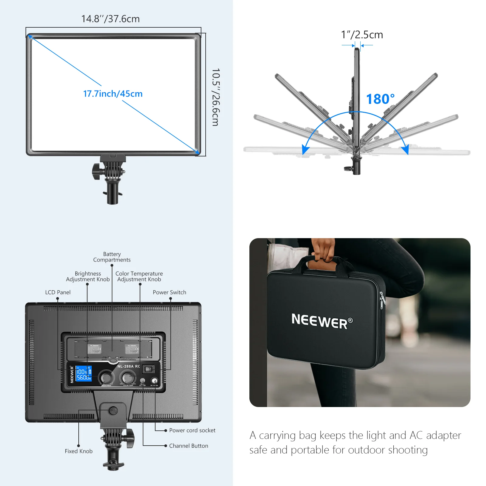 Pannello luminoso a LED grande - Video Led Light Panel recensione e prezzo